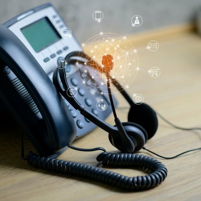 VOIP services concept of IP telephone device